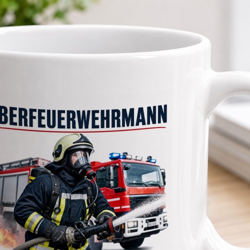 Tasse »Oberfeuerwehrmann – Erfahrung. Einsatz. Kameradschaft.«