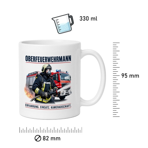 Tasse »Oberfeuerwehrmann – Erfahrung. Einsatz. Kameradschaft.«