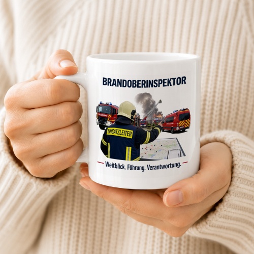 Tasse »Brandoberinspektor – Weitblick. Führung. Verantwortung.«