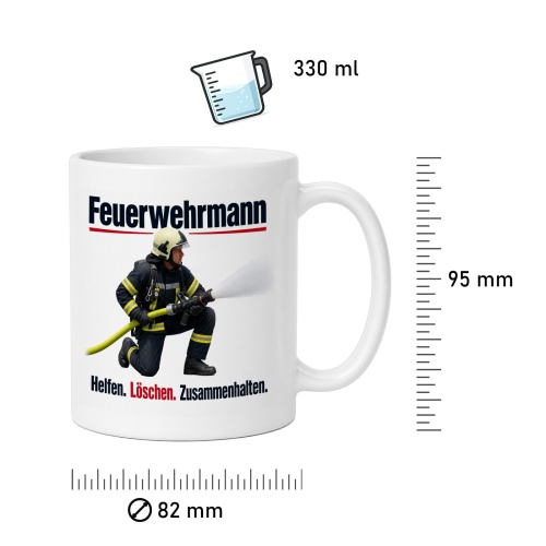 Tasse »Feuerwehrmann – Helfen. Löschen. Zusammenhalten.«