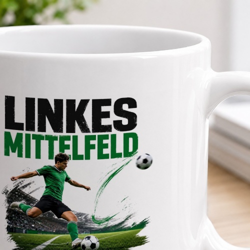 Tasse »Linkes Mittelfeld – Tempo. Technik. Teamarbeit.«
