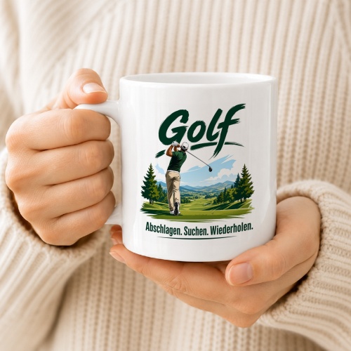 Tasse »Golf – Abschlagen. Suchen. Wiederholen.«