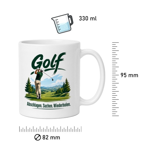 Tasse »Golf – Abschlagen. Suchen. Wiederholen.«
