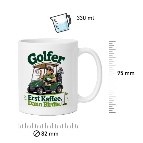 Tasse »Golfer – Erst Kaffee. Dann Birdie.«