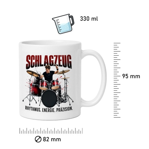 Tasse »Schlagzeug – Rhythmus. Energie. Präzision.«