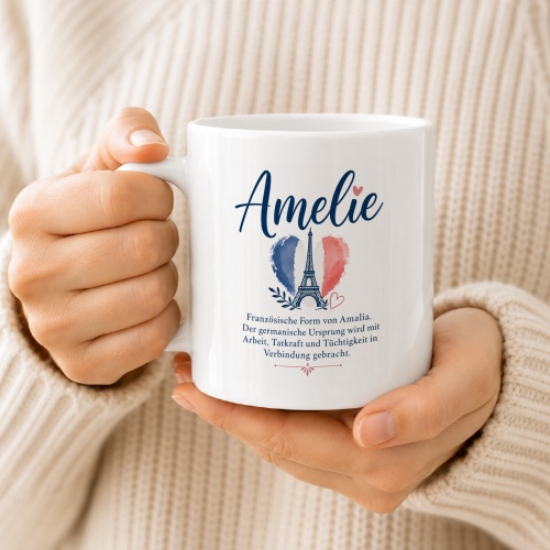 Tasse »Amelie – französischer Name & Eiffelherz«