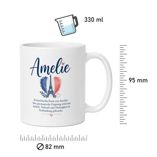 Tasse »Amelie – französischer Name & Eiffelherz«