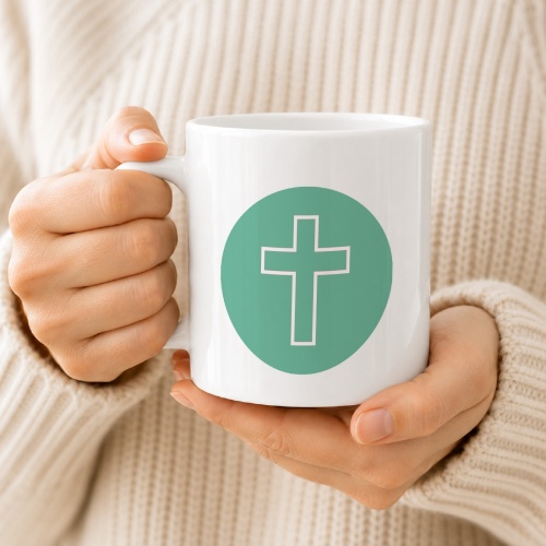 Tasse »Schlichtes Kreuz -  Türkisgrün«