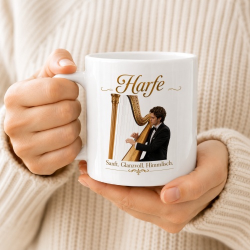 Tasse »Harfe – Sanft. Glanzvoll. Himmlisch.«