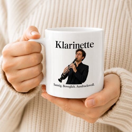 Tasse »Klarinette – Samtig. Beweglich. Ausdrucksvoll.«