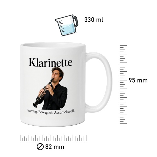 Tasse »Klarinette – Samtig. Beweglich. Ausdrucksvoll.«