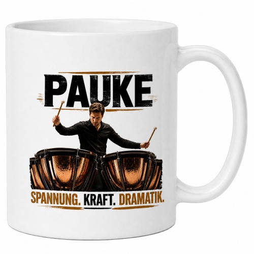 Tasse »PAUKE. Spannung. Kraft. Dramatik.«