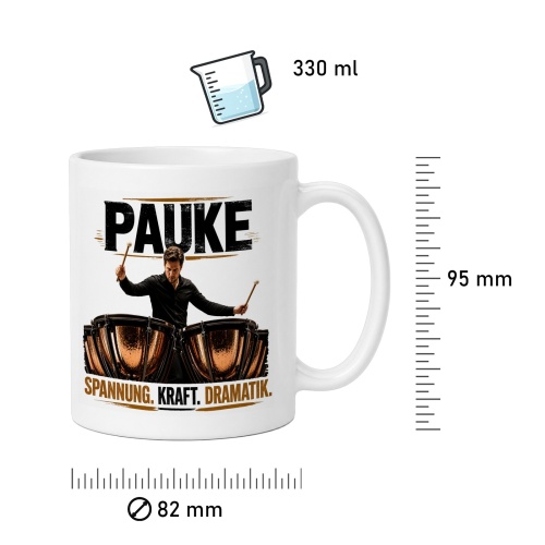 Tasse »PAUKE. Spannung. Kraft. Dramatik.«