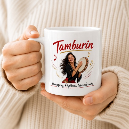 Tasse »Tamburin – Bewegung. Rhythmus. Lebensfreude.«