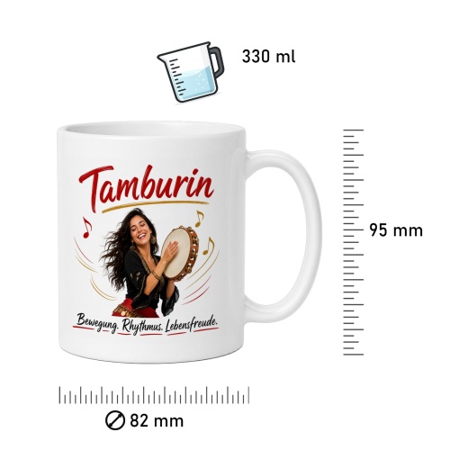 Tasse »Tamburin – Bewegung. Rhythmus. Lebensfreude.«