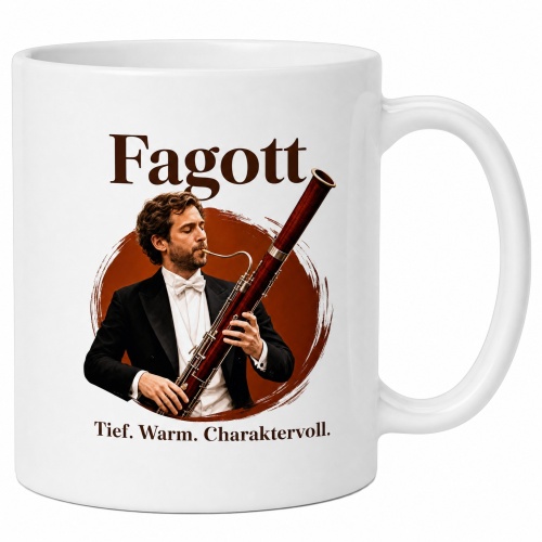 Tasse »Fagott – Tief. Warm....