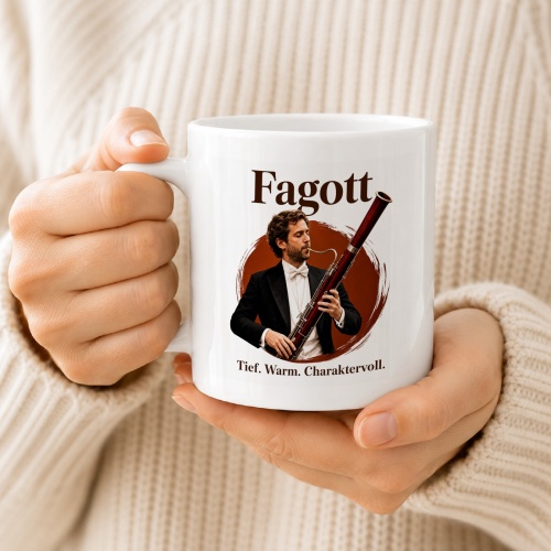 Tasse »Fagott – Tief. Warm. Charaktervoll.«