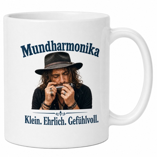 Tasse »Mundharmonika – Klein. Ehrlich....