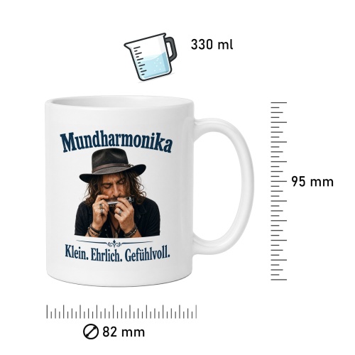 Tasse »Mundharmonika – Klein. Ehrlich. Gefühlvoll.«
