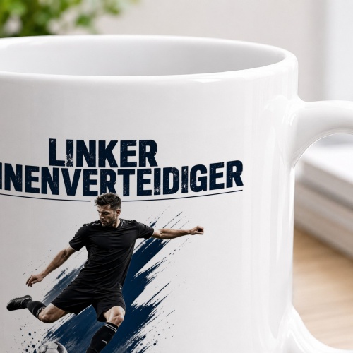 Tasse »Linker Innenverteidiger – Sicher. Spielstark. Linksfuß.«