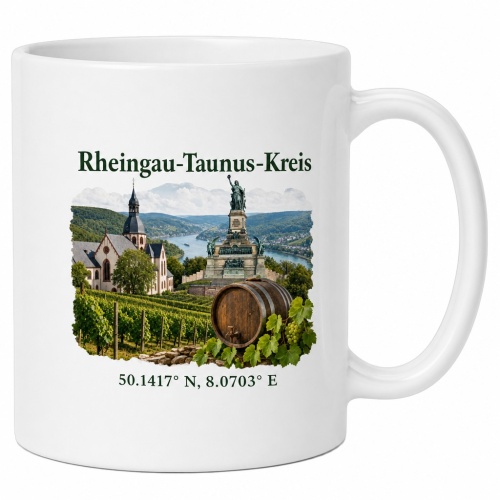 Tasse »Rheingau-Taunus-Kreis & Weinmotiv«