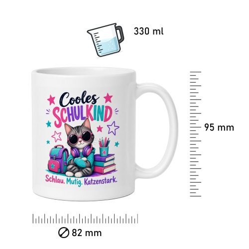Tasse »Cooles Schulkind – Schlau. Mutig. Katzenstark.«