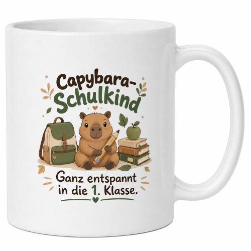 Tasse »Capybara-Schulkind – Ganz entspannt in...