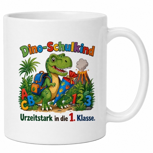 Tasse »Dino-Schulkind – Urzeitstark in die 1....