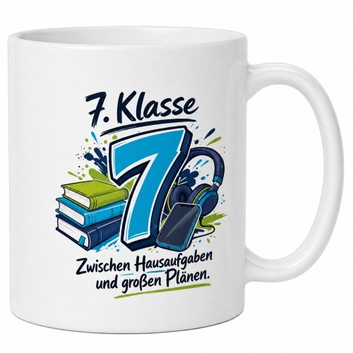 Tasse »7. Klasse – Zwischen Hausaufgaben und...
