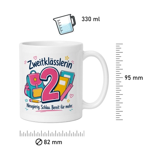 Tasse »Zweitklässlerin – Neugierig. Schlau. Bereit für mehr.«