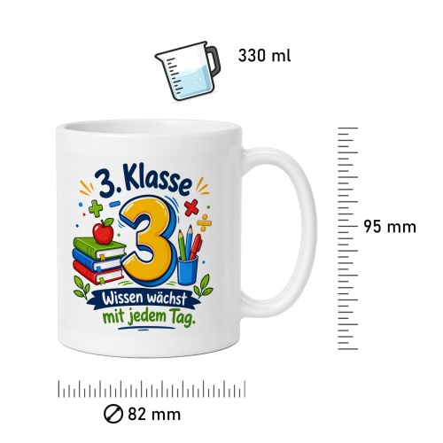 Tasse »3. Klasse – Wissen wächst mit jedem Tag«