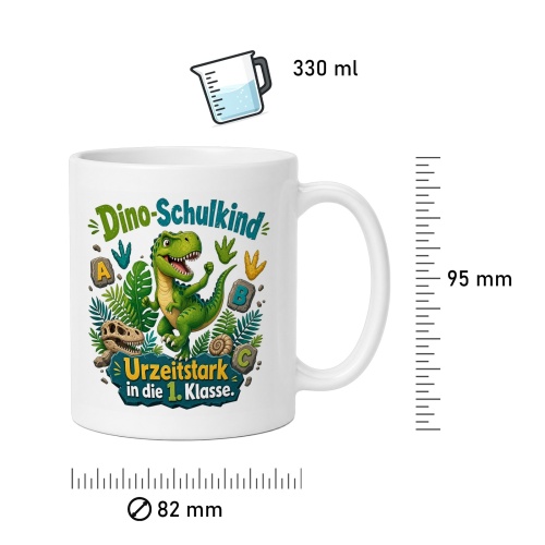 Tasse »Dino-Schulkind – Urzeitstark in die 1. Klasse«
