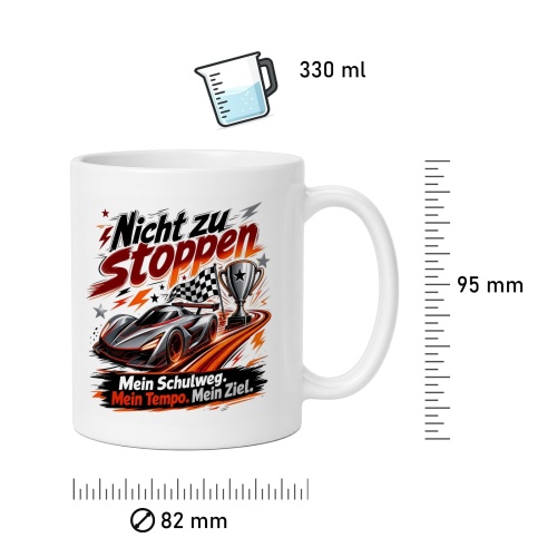 Tasse »Nicht zu stoppen. Mein Schulweg. Mein Tempo. Mein Ziel.«