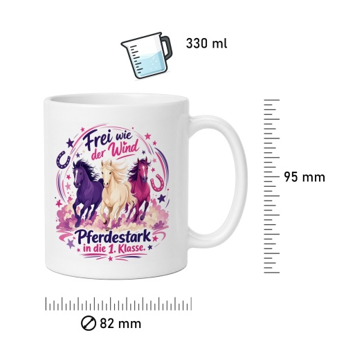 Tasse »Frei wie der Wind – Pferdestark in die 1. Klasse«