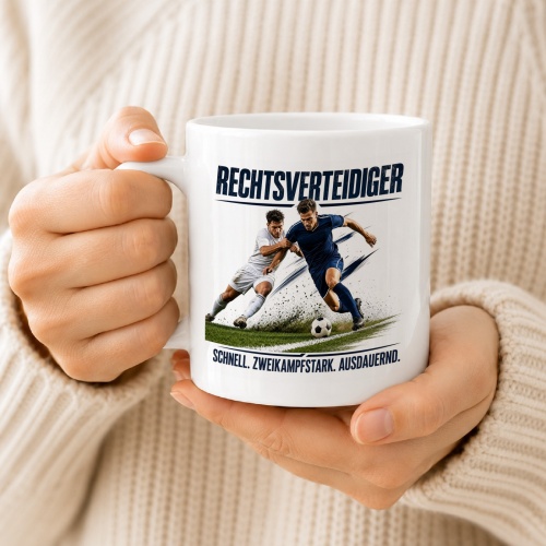 Tasse »Rechtsverteidiger – Schnell. Zweikampfstark. Ausdauernd.«
