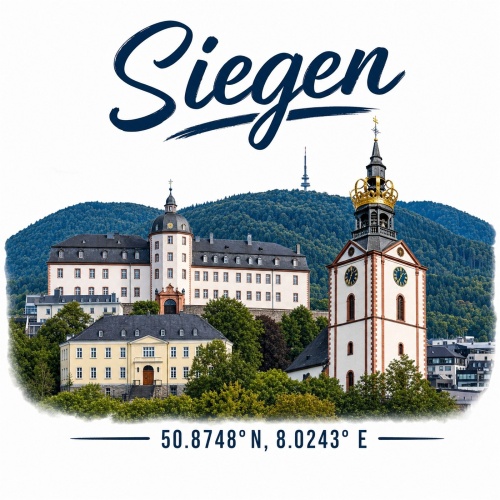 Tasse »Siegen – Skyline & Koordinaten«