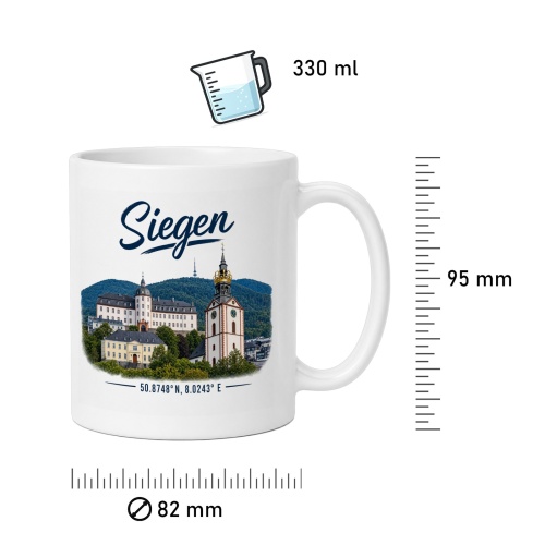Tasse »Siegen – Skyline & Koordinaten«
