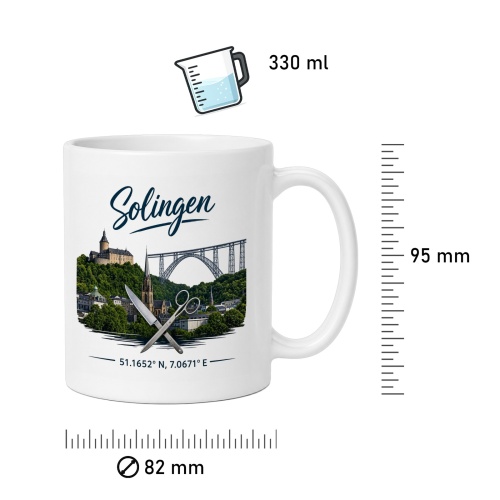 Tasse »Solingen Skyline & Koordinaten«
