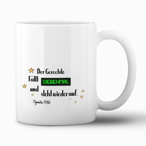 Tasse "Der Gerechte fällt siebenmal"