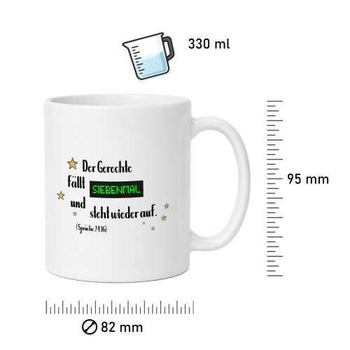 Tasse »Der Gerechte fällt siebenmal«
