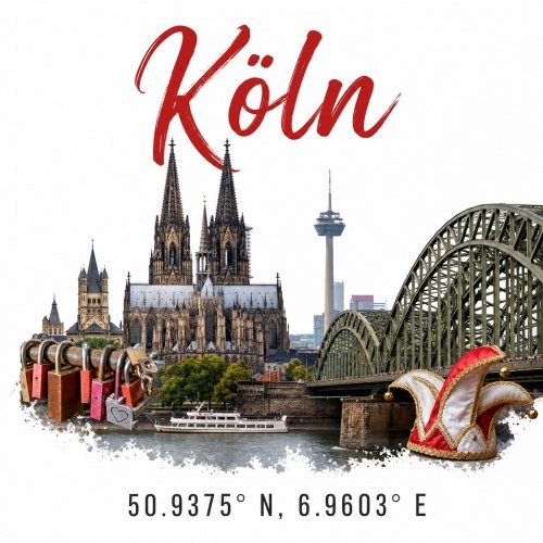 Tasse »Köln Skyline & Koordinaten«