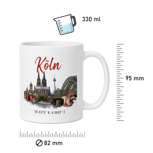 Tasse »Köln Skyline & Koordinaten«