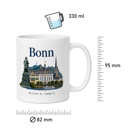 Tasse »Bonn – Sehenswürdigkeiten & Koordinaten«