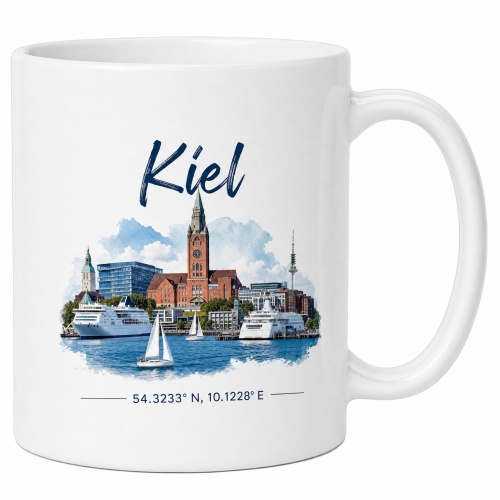 Tasse »Kiel Skyline & Koordinaten«