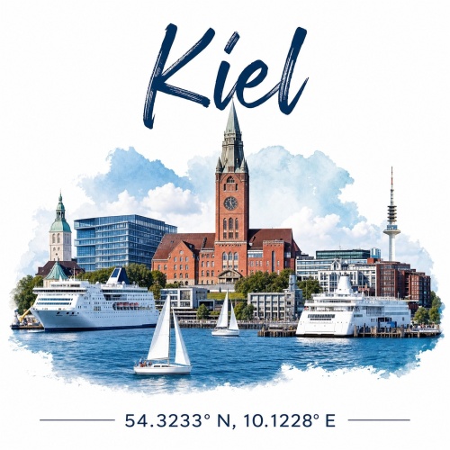 Tasse »Kiel Skyline & Koordinaten«