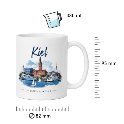 Tasse »Kiel Skyline & Koordinaten«