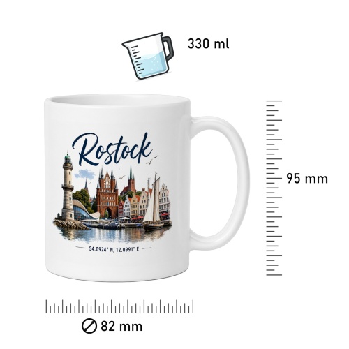 Tasse »Rostock Skyline & Koordinaten«
