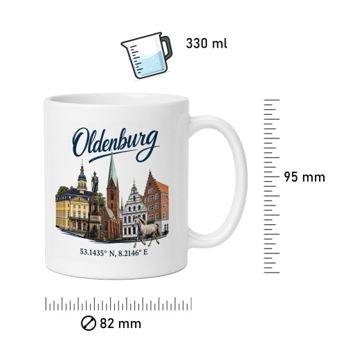 Tasse »Oldenburg – Wahrzeichen & Koordinaten«
