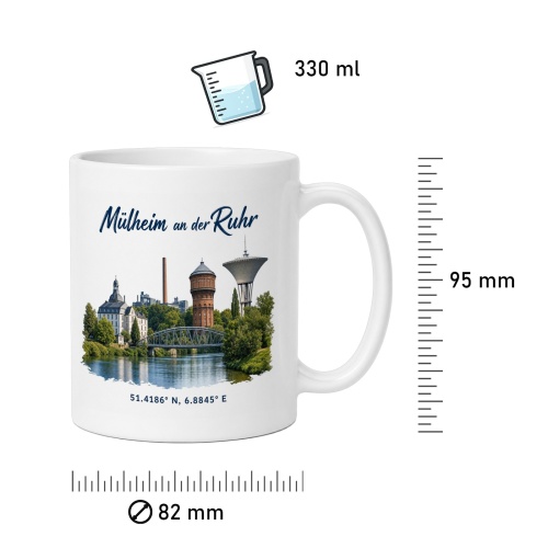 Tasse »Mülheim an der Ruhr – Skyline & Koordinaten«
