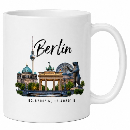 Tasse »Berlin Skyline & Koordinaten«
